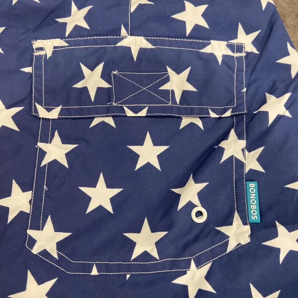 EUC Mens‎ Bonobos Board Shorts Swim Trunks American Flag USA Size 29 Small